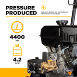 BE Power 4,400 PSI 4.2 GPM Cold Water Gas Pressure Washer - B4415PA