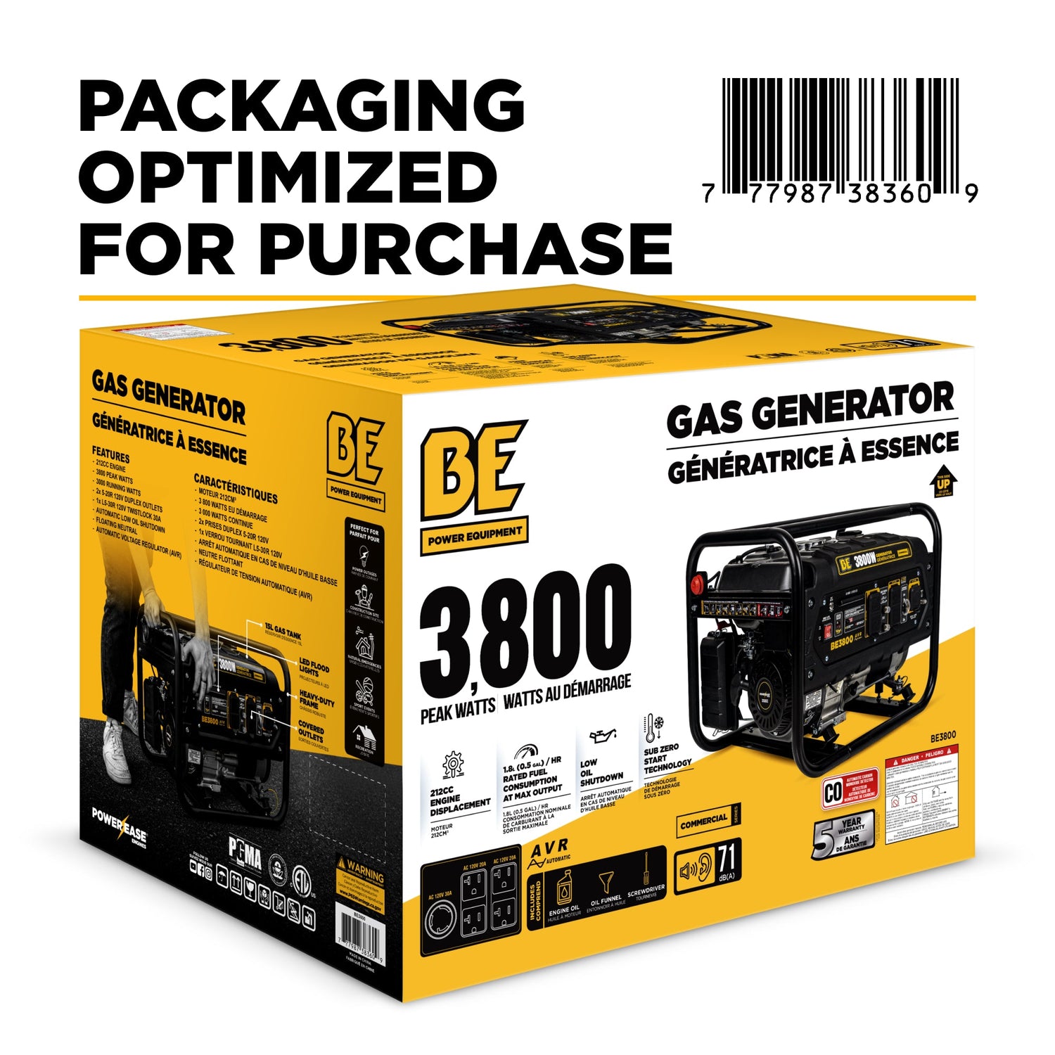 BE Power 3,800 Watt Generator - BE3800