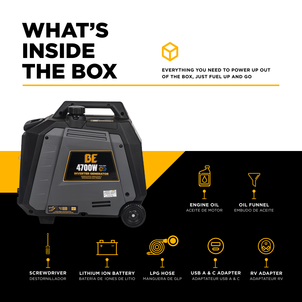 BE Power 4,700 Watt Digital Inverter Generator - BE4700ID
