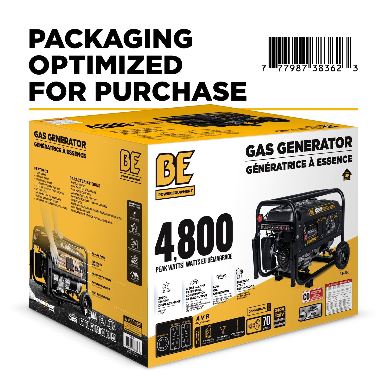 BE Power 4,800 Watt Generator - BE4800