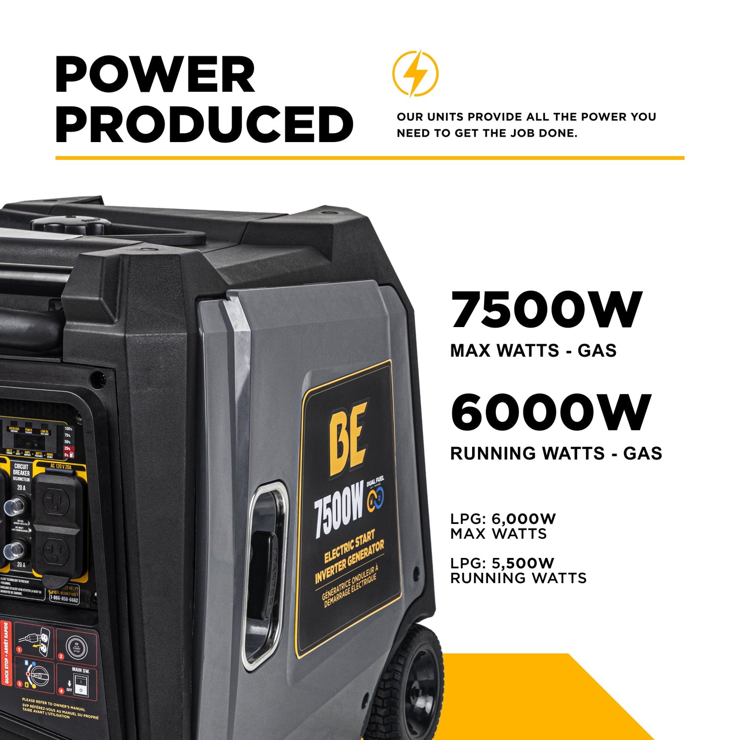 BE Power 7,500 Watt Digital Inverter Generator - BE7500ID