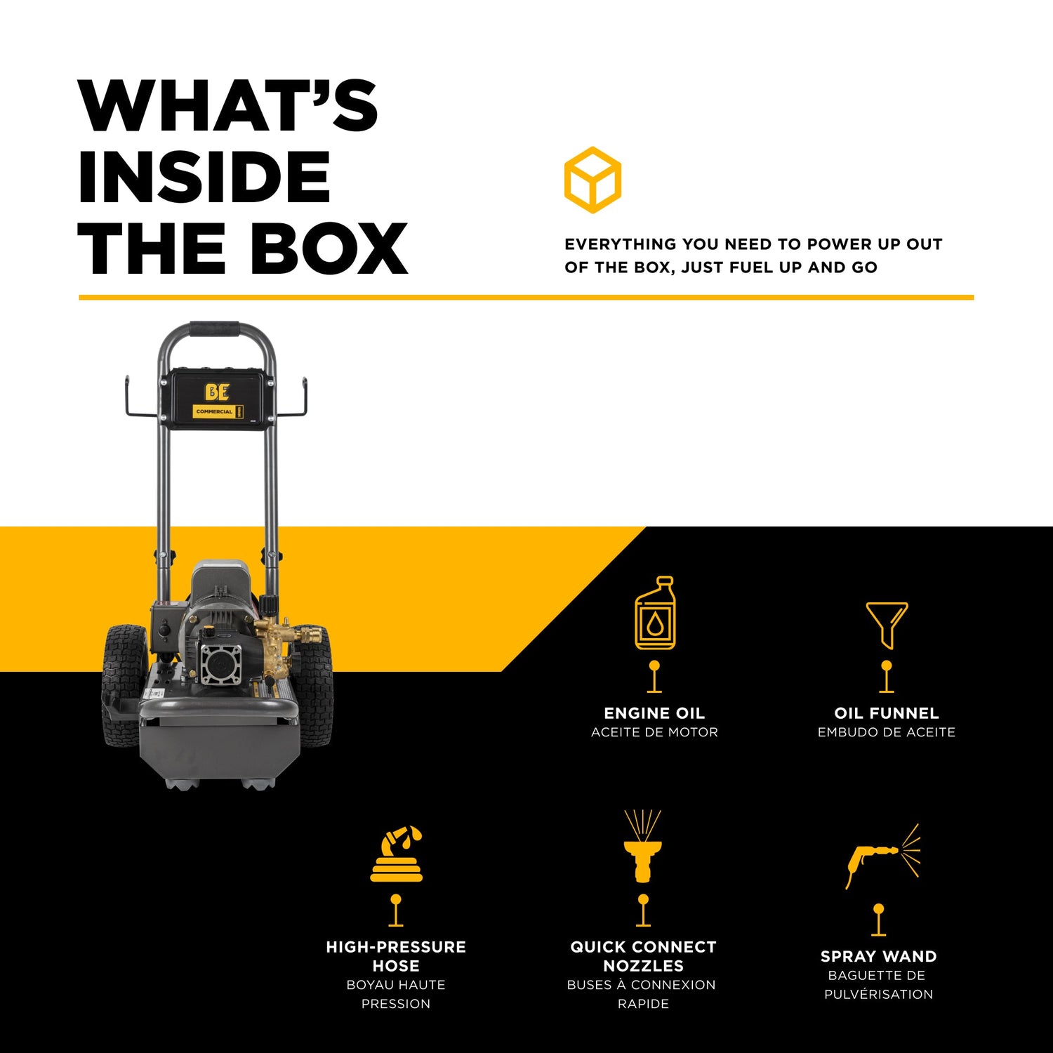 BE Power 1,100 PSI 2.0 GPM 1.5 HP Electric Pressure Washer with Baldor Motor and Triplex Pump - PE-1115EW1A