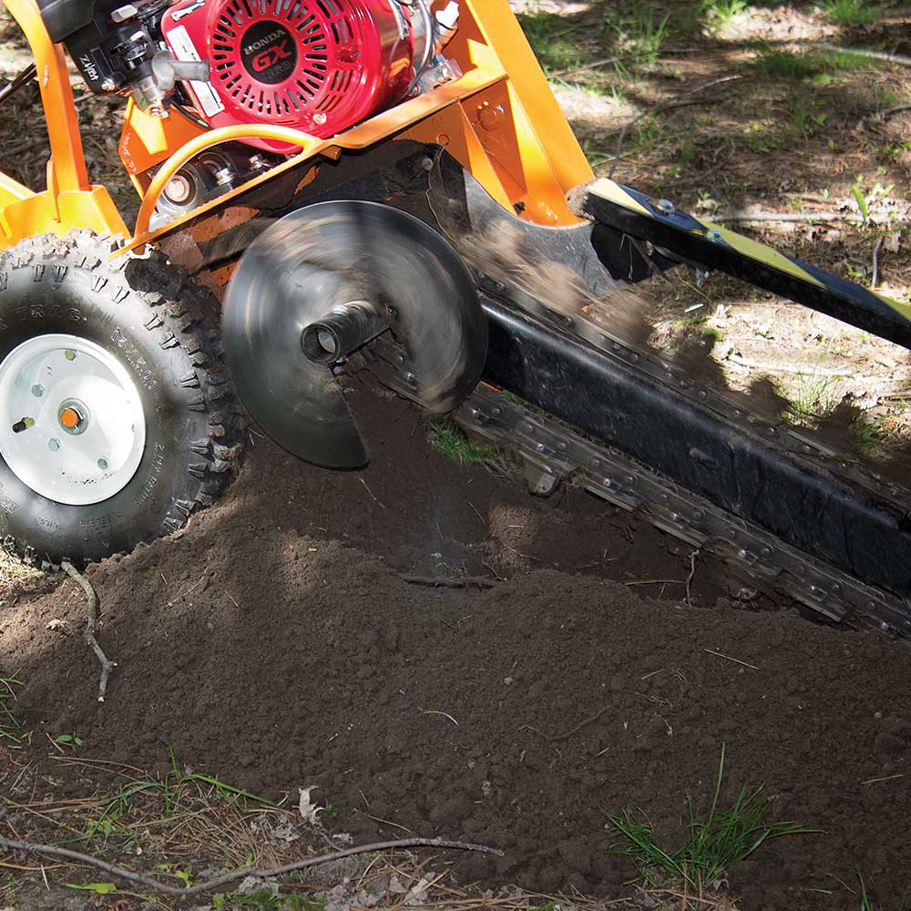 Brave Compact Trencher with Shark Chain 18" Max Depth and Honda GX200 Engine 6.5 HP Gas BRPT18 New