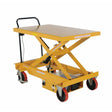 Vestil Steel DC Power Hydraulic Single Scissor Cart 47-1/4 In. x 31-1/2 In. 1000 Lb. Capacity Yellow -CART-1000-WD-DC