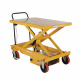 Vestil Steel DC Power Hydraulic Single Scissor Cart 47-1/4 In. x 31-1/2 In. 1000 Lb. Capacity Yellow -CART-1000-WD-DC