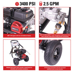 Simpson Clean Machine 3400 PSI 2.5-GPM Cold Water Gas Pressure Washer CM61083-S