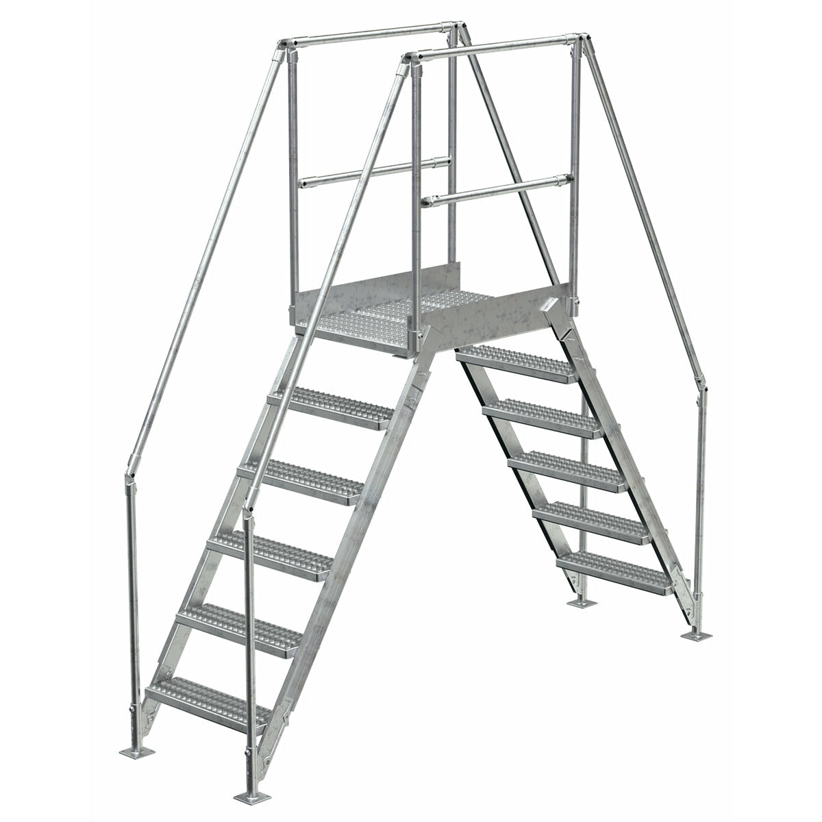 Vestil Galvanized Steel Crossover Ladder 6 Step 23.5 In. x 36 In. 500 Lb. Capacity Silver -COL-6-56-23-HDG
