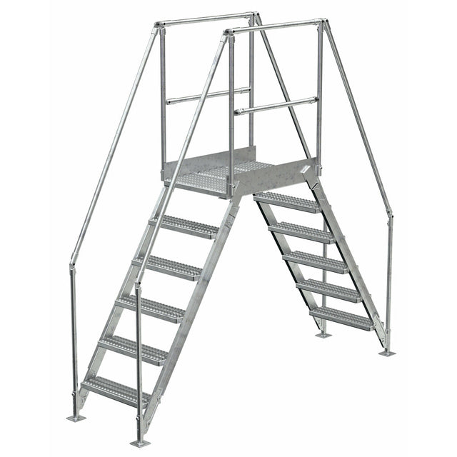 Vestil Galvanized Steel Crossover Ladder 6 Step 23.5 In. x 36 In. 500 Lb. Capacity Silver -COL-6-56-23-HDG