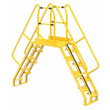 Vestil Steel Alternating Crossover Ladder 16 Step 56 Degrees 113 In. x 103 In. 350 Lb. Capacity Yellow- COLA-5-56-32