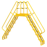 Vestil Steel Alternating Crossover Ladder 24 Step 56 Degrees 147 In. x 127 In. 350 Lb. Capacity Yellow - COLA-7-56-32