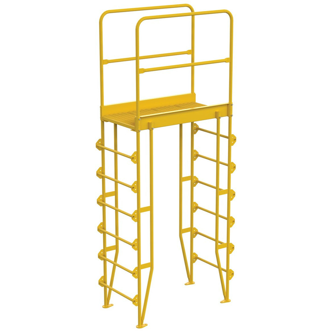 Vestil Steel Vertical Crossover Ladder 7 Step 32 In. Width 500 Lb. Capacity Yellow - COLV-7-82-32