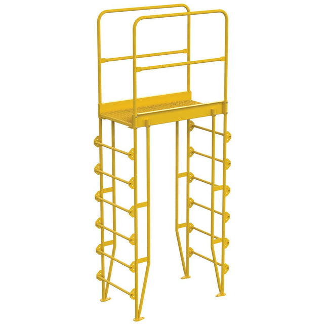 Vestil Steel Vertical Crossover Ladder 7 Step 32 In. Width 500 Lb. Capacity Yellow - COLV-7-82-32