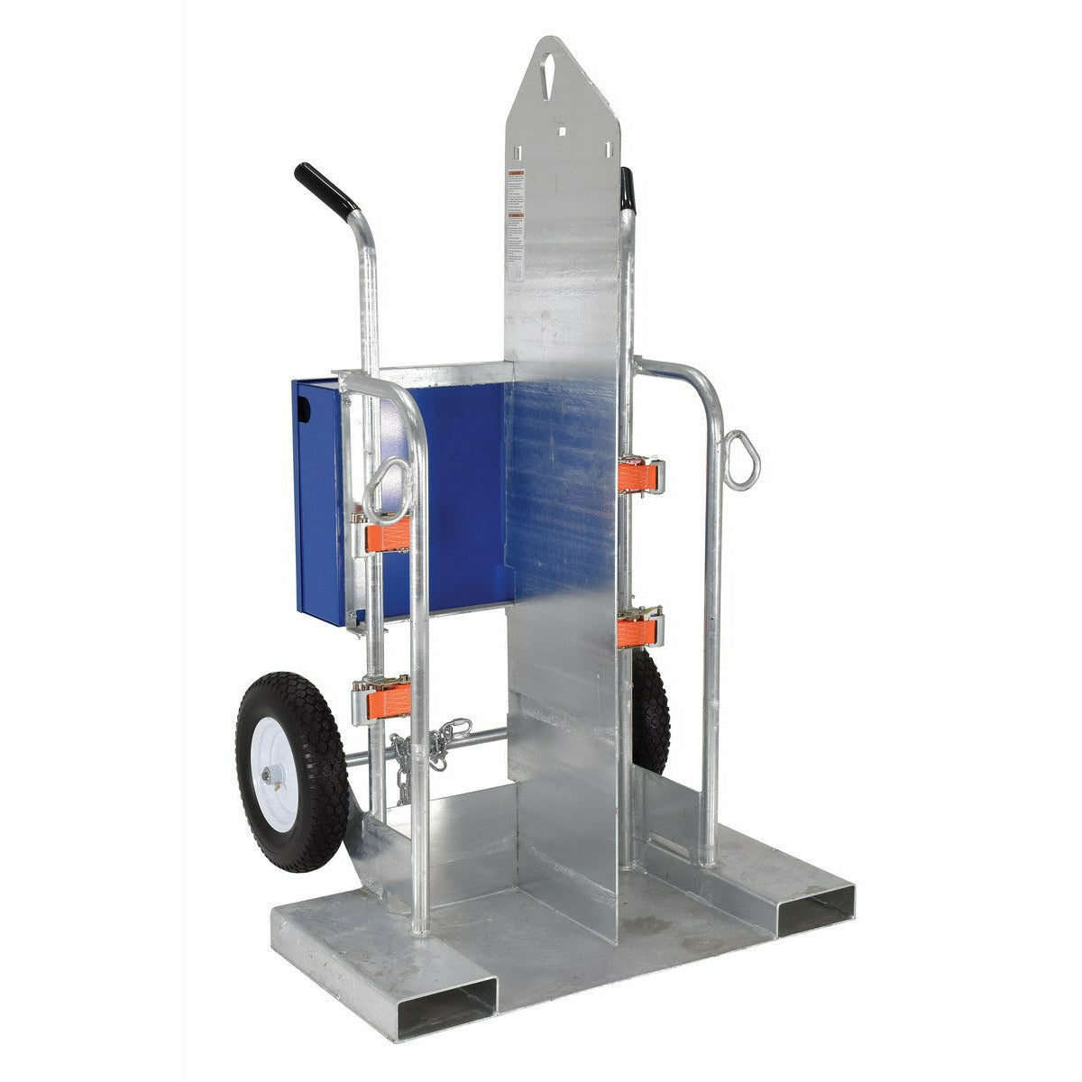 Vestil Galvanized Welding Cylinder Torch Cart with Foam Filled Wheels 34-3/8 In. x 40-1/4 In. x 66-3/8 In. 500 lb. Capacity Silver - CYL-2-FF-G
