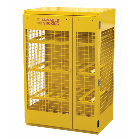 Vestil Steel Knockdown Horizontal Cylinder Cabinet 32 In. x 45 In. x 68-1/4 In. 12 Cylinder Capacity Yellow- CYL-H-12-KD
