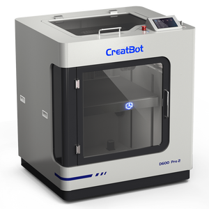 CreatBot D600 Pro 2 large-format 3D printer seen from a top-down view, showing the top of the machine and the openable lid, providing a clear view of the build platform and hotend assembly.