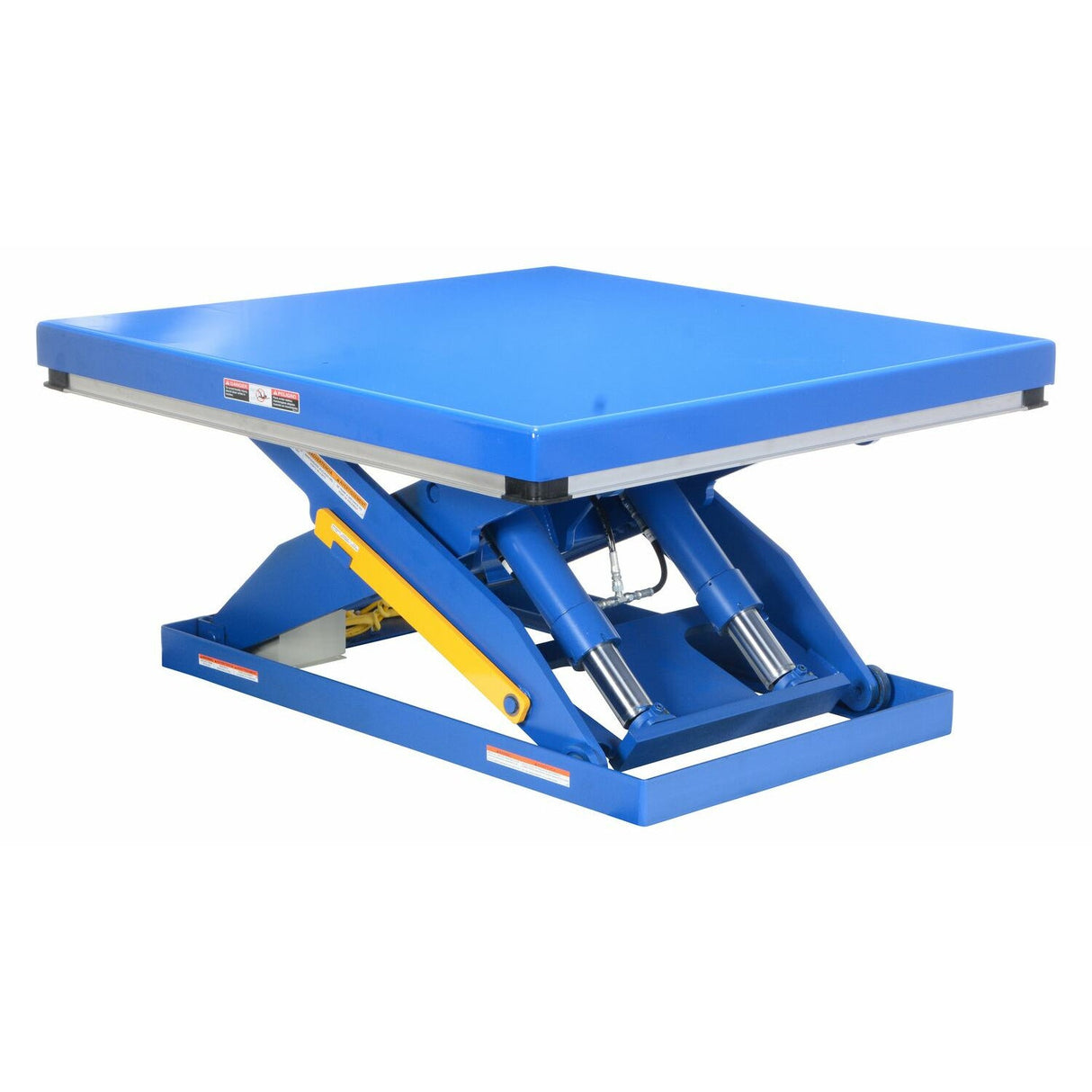 Vestil Partially Stainless Steel Electric Hydraulic Lift Table 48 In. x 48 In. 3000 Lb. Capacity Blue/Silver- EHLT-4848-3-43-PSS