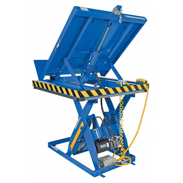 Vestil Steel Lift and End Tilt Scissor Table 48 In. x 48 In. 2000 Lb. Capacity Blue - EHLTT-4848-2-47