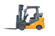 A side profile of the yellow and grey EKKO EK30SLP Liquid Propane Forklift with a 6000 lbs load capacity, showcasing its pattern cushion tires.