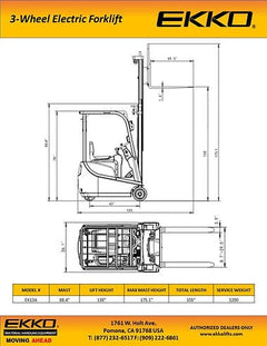 EKKO 3 Wheel Electric Forklift EK13A