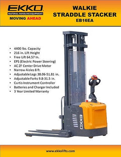 EKKO Full Powered Straddle Stacker EB16EA