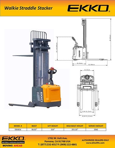 Ekko Full Powered Straddle Stacker EB16EA