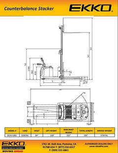 EKKO Lithium Counterbalanced Walkie Stacker SIDE-SHIFTING EK14S-130LI