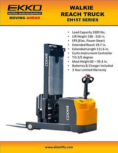 EKKO Moving Mast Walkie Reach Truck EH15TH