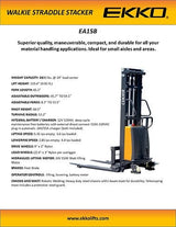 Ekko Semi-Electric Straddle Stacker EA15B