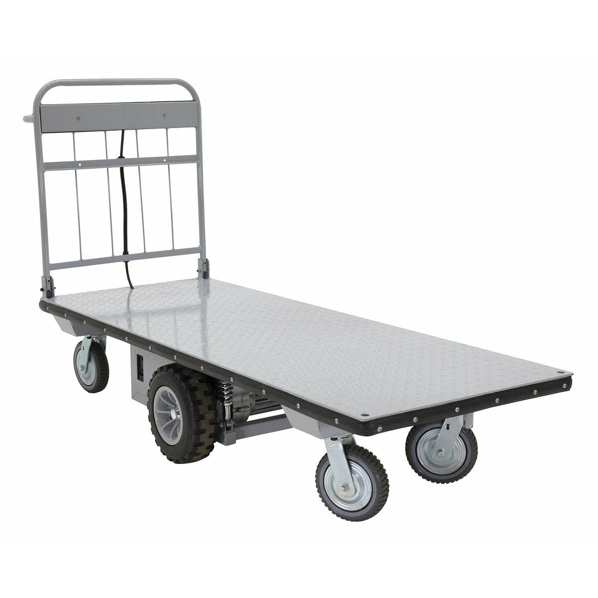 Vestil Steel Electric Material Handling Cart No Sides 28 In. x 72 In. 2000 Lb. Capacity Gray-EMHC-EMHC-2872-1