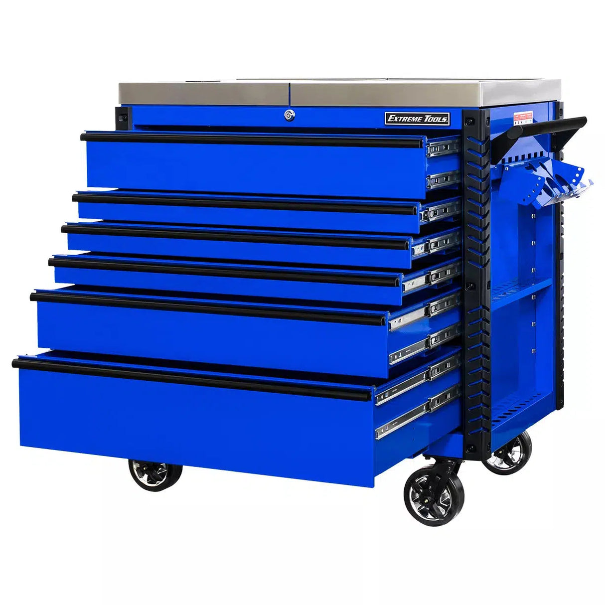 Extreme Tools EX Series 41" 6 Drawer Stainless Steel Sliding Top Tool Cart with Bumpers