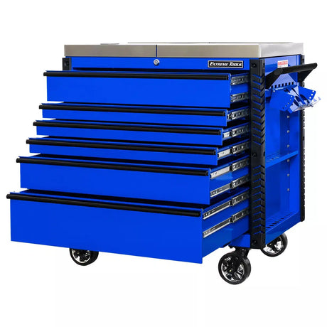 Extreme Tools EX Series 41" 6 Drawer Stainless Steel Sliding Top Tool Cart with Bumpers