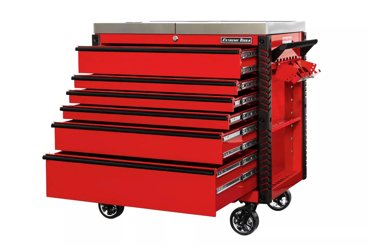 Extreme Tools EX Series 41" 6 Drawer Stainless Steel Sliding Top Tool Cart with Bumpers