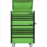 Extreme Tools Dx Series 41"W X 25"D 4 Drawer Top Chest & 6 Drawer  Roller Cabinet Combo - Green, Black Drawer Pulls EXTDX4110CRGK