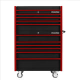 Extreme Tools Dx Series 41"W X 25"D 4 Drawer Top Chest & 6 Drawer Roller Cabinet Combo - Black, Red Drawer Pulls EXTDX4110CRKR