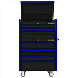 Extreme Tools Dx Series 41"Wx25"D 4 Drawer Top Chest & 6 Drawer Roller Cabinet Combo - Black, Blue Drawer Pulls EXTDX4110CRKU
