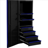 Extreme Tools Ex Series 24" 4 Drawer And 2 Shelf Professional Side Cabinet Blue W Black Handle EXTEX2404SCQBLBK