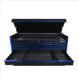Extreme Tools Exq Series 72In W X 31In D 15-Drawerr Triple Bank  Pro Top Chest  Black With Blue Qr Drawer Pulls EXTEX7215CHQBKBL