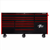 Extreme Tools 25Th Anniversary Edition Rx Series 84"W X 30"D Triple Bank Roller Cabinet With Power Tool Drawer EXTRXQ843016RCBKRD
