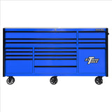 Extreme Tools 25Th Anniversary Edition Rx Series 84"W X 30"D Triple Bank Roller Cabinet With Power Tool Drawer EXTRXQ843016RCBLBK