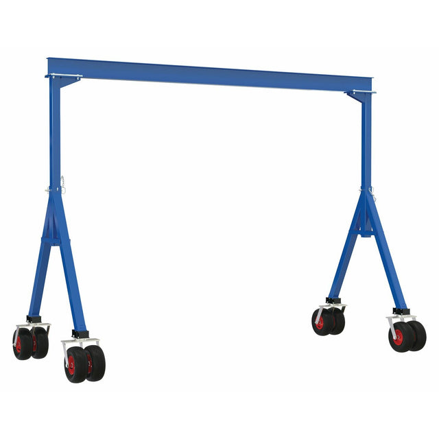 Vestil Steel Fixed Height Gantry Crane with Pneumatic Rubber Casters 15 Ft. 4000 Lb. Capacity Blue-FHS-4-15-PNU