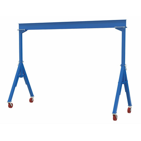 Vestil Steel Fixed Gantry Crane with V-Groove Cast Iron Casters 20 Ft. 6000 Lb. Capacity Blue- FHS-6-20-VG