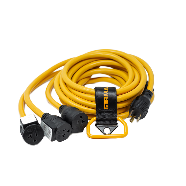 Firman 1105 25' Heavy Duty L5-30P to (3) 5-20R Power Cord With Storage Strap