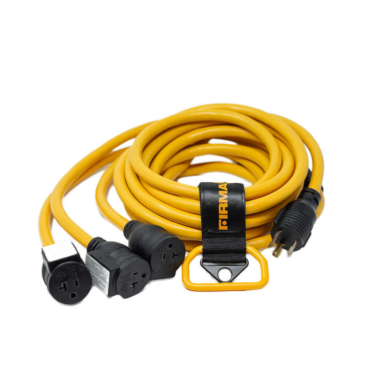 Firman 1105 25' Heavy Duty L5-30P to (3) 5-20R Power Cord With Storage Strap