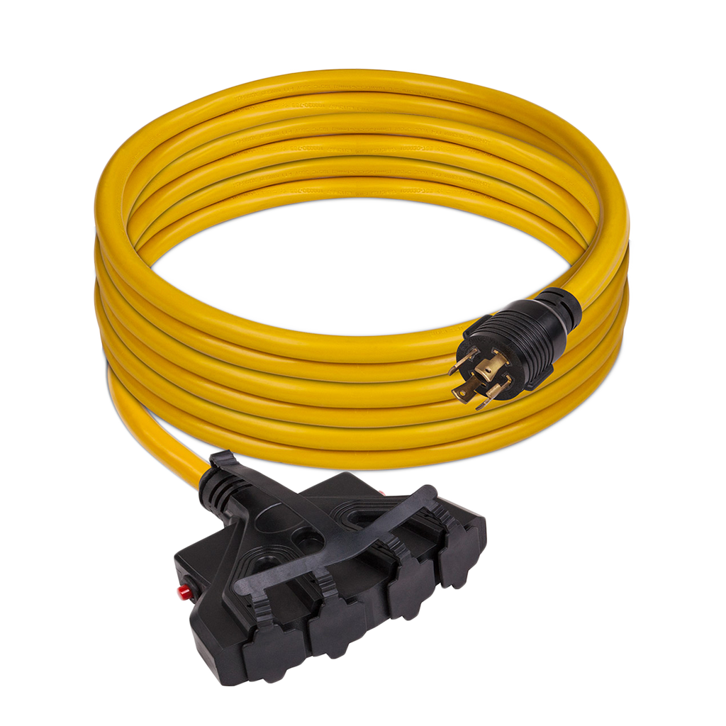 Firman 1120 25' Heavy Duty L14-30P to (4) 5-20R Power Cord With Storage Strap
