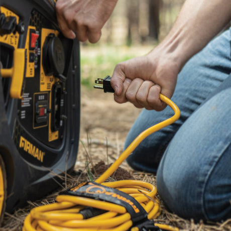Firman 2005 25' Heavy Duty 5-15P to 5-15R Generator Utility Power Cord With Storage Strap