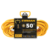 Firman 2020 50' Medium Duty 5-15P to (3) 5-15R Generator Utility Power Cord With Storage Strap