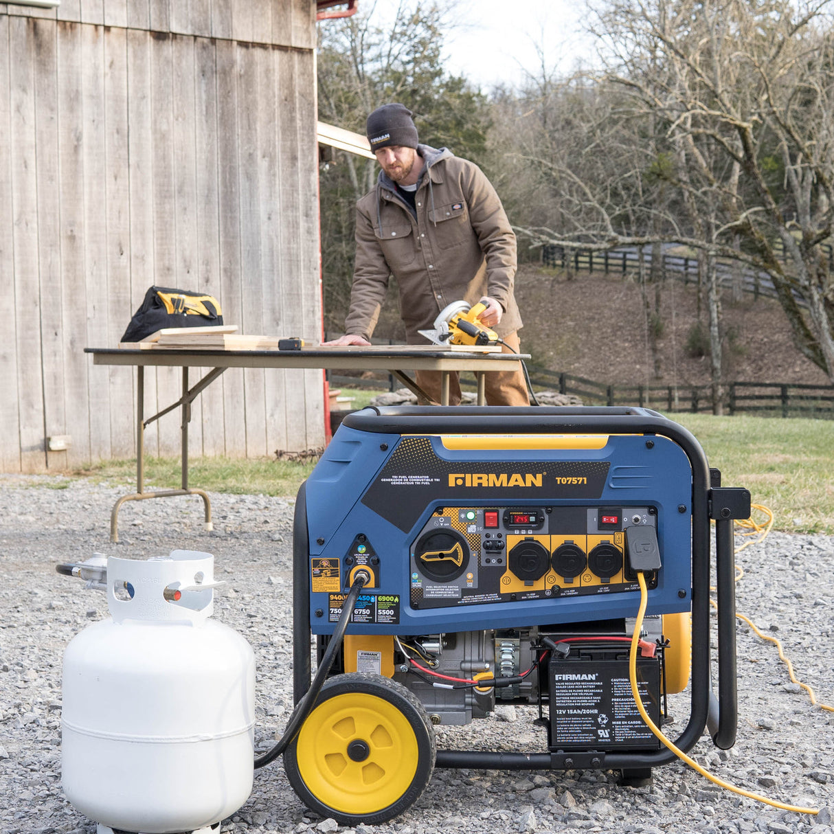 Firman T07571 Tri Fuel 7500W Portable Generator Electric Start 120/240V