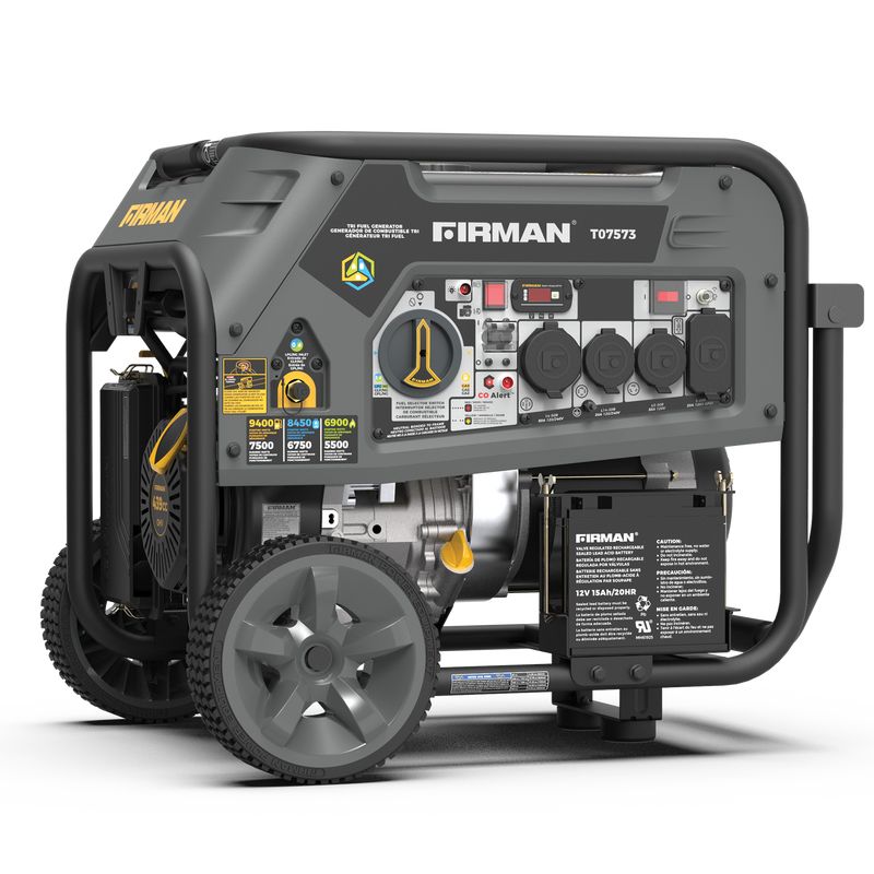 Firman T07573 Tri Fuel Portable Generator 9400W Electric Start 120/240V with CO Alert