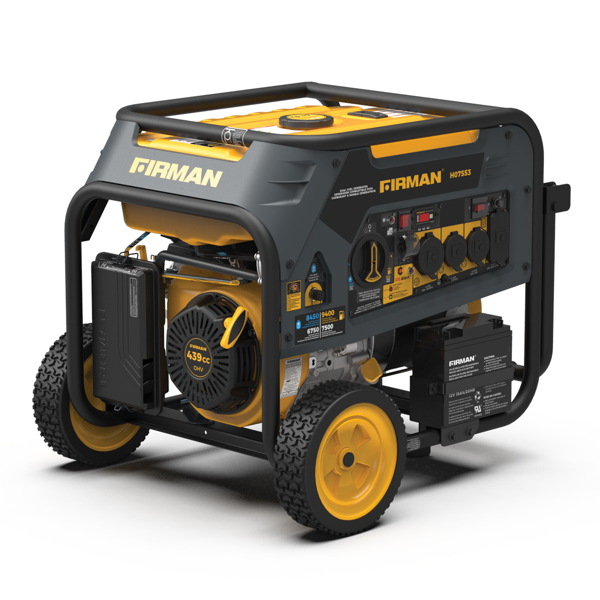 Firman H07553 Dual Fuel Portable Generator 9400W Electric Start 120/240V with CO Alert