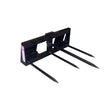 A black Haugen Combo Bale Spear for Skid Steer, featuring a main cold rolled spear and three smaller tines.